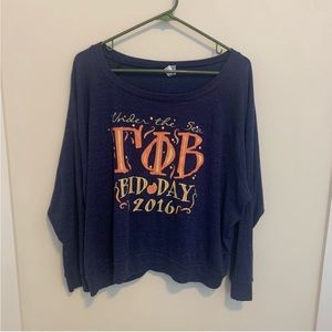 Gamma Phi Beta Long Sleeve Boatneck Bid Day T-Shirt size L